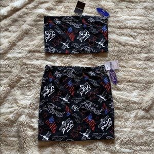 Forever 21 x Ford Mustang Tube Top & Skirt Set NWT